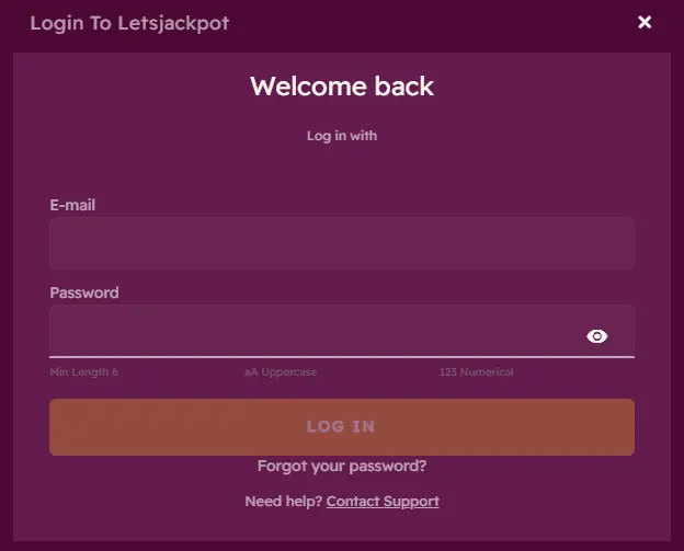 Snel inloggen op je LetsJackpot casino-account